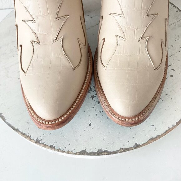 Lane CHELSEA Womens Cowboy Bootie 7.5 Western Ivory Short Cowgirl Ankle Boots - Picture 6 of 11